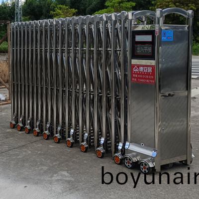 汕(shan)尾市(shi)陸豐五峯觀音寺(si)大(da)門(men)304#不鏽(xiu)鋼電動(dong)伸(shen)縮(suo)門製(zhi)作